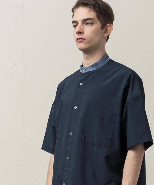 SLICK(スリック)の「ドロップショルダーバンドカラーシャツ(シャツ/ブラウス・メンズ・ネイビー/ホワイト/サックスブルー・1/2/3)」の13枚目の写真
