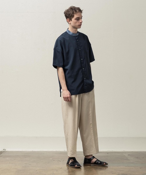 SLICK(スリック)の「ドロップショルダーバンドカラーシャツ(シャツ/ブラウス・メンズ・ネイビー/ホワイト/サックスブルー・1/2/3)」の8枚目の写真