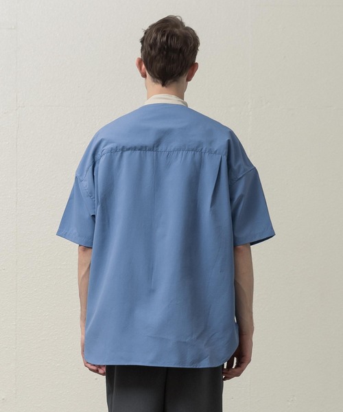 SLICK(スリック)の「ドロップショルダーバンドカラーシャツ(シャツ/ブラウス・メンズ・ネイビー/ホワイト/サックスブルー・1/2/3)」の6枚目の写真