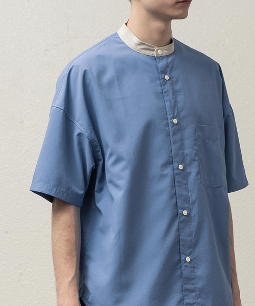 SLICK(スリック)の「ドロップショルダーバンドカラーシャツ(シャツ/ブラウス・メンズ・ネイビー/ホワイト/サックスブルー・1/2/3)」の22枚目の写真