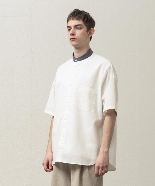 SLICK(スリック)の「ドロップショルダーバンドカラーシャツ(シャツ/ブラウス・メンズ・ネイビー/ホワイト/サックスブルー・1/2/3)」の20枚目の写真