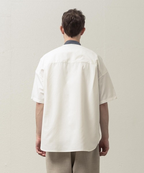 SLICK(スリック)の「ドロップショルダーバンドカラーシャツ(シャツ/ブラウス・メンズ・ネイビー/ホワイト/サックスブルー・1/2/3)」の12枚目の写真