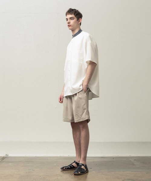 SLICK(スリック)の「ドロップショルダーバンドカラーシャツ(シャツ/ブラウス・メンズ・ネイビー/ホワイト/サックスブルー・1/2/3)」の10枚目の写真