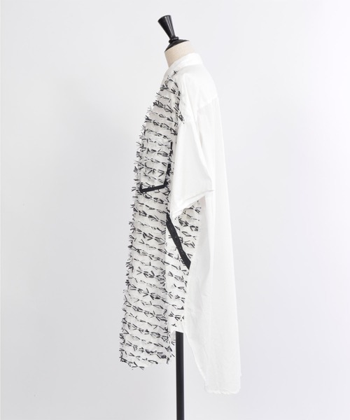 gomme（ゴム）の「リボンカットＪＱ　ロングシャツ（シャツ/ブラウス・レディース・ブラック×ブラック/ホワイト×ブラック・MEDIUM）」の18枚目の写真