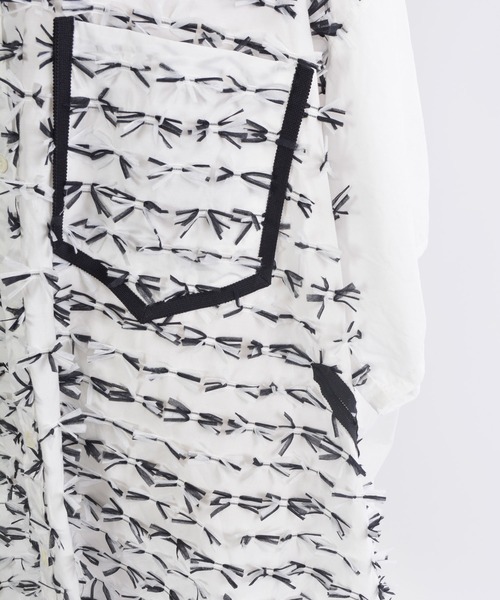 gomme（ゴム）の「リボンカットＪＱ　ロングシャツ（シャツ/ブラウス・レディース・ブラック×ブラック/ホワイト×ブラック・MEDIUM）」の21枚目の写真