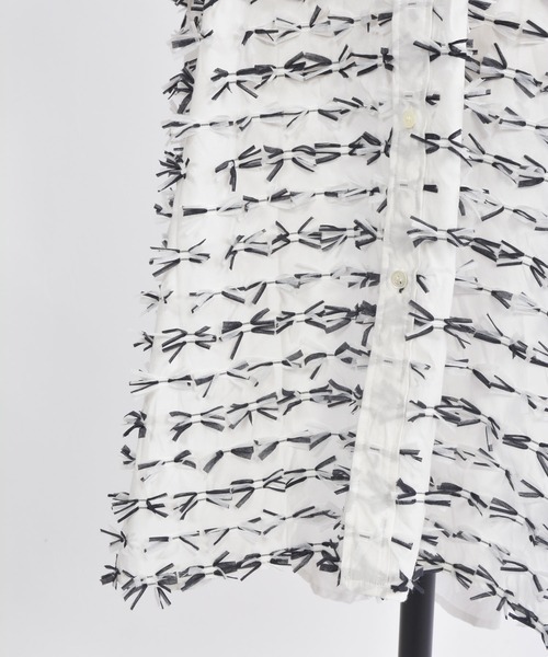 gomme（ゴム）の「リボンカットＪＱ　ロングシャツ（シャツ/ブラウス・レディース・ブラック×ブラック/ホワイト×ブラック・MEDIUM）」の9枚目の写真