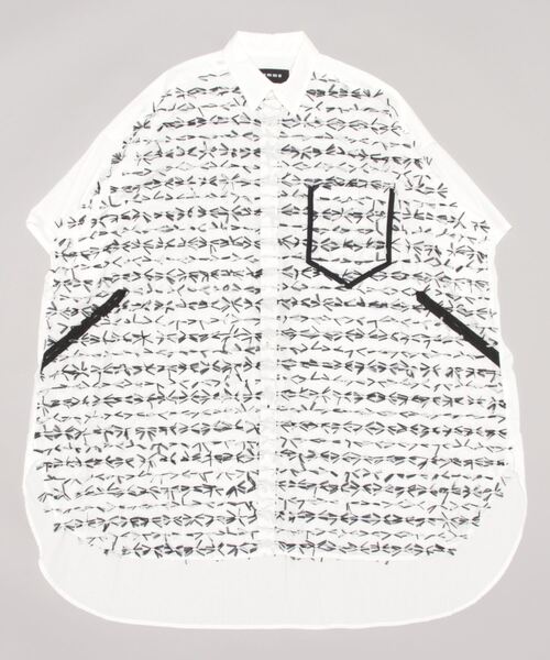 gomme（ゴム）の「リボンカットＪＱ　ロングシャツ（シャツ/ブラウス・レディース・ブラック×ブラック/ホワイト×ブラック・MEDIUM）」の10枚目の写真