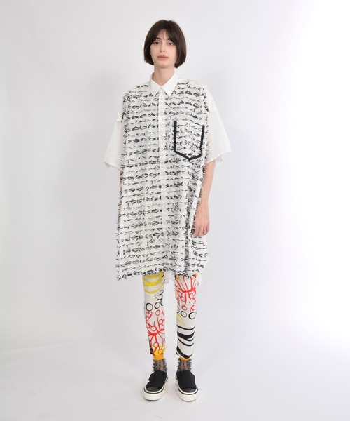 gomme（ゴム）の「リボンカットＪＱ　ロングシャツ（シャツ/ブラウス・レディース・ブラック×ブラック/ホワイト×ブラック・MEDIUM）」の15枚目の写真