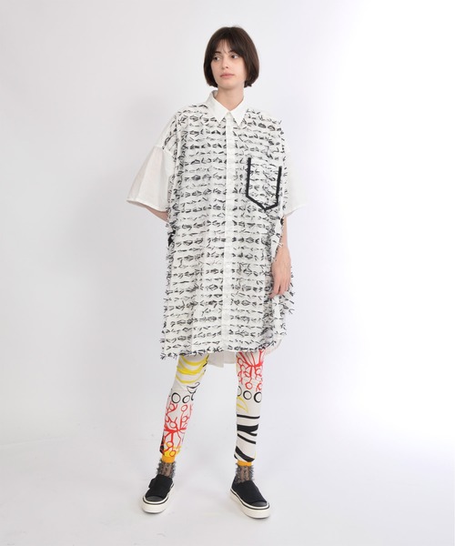 gomme（ゴム）の「リボンカットＪＱ　ロングシャツ（シャツ/ブラウス・レディース・ブラック×ブラック/ホワイト×ブラック・MEDIUM）」の16枚目の写真