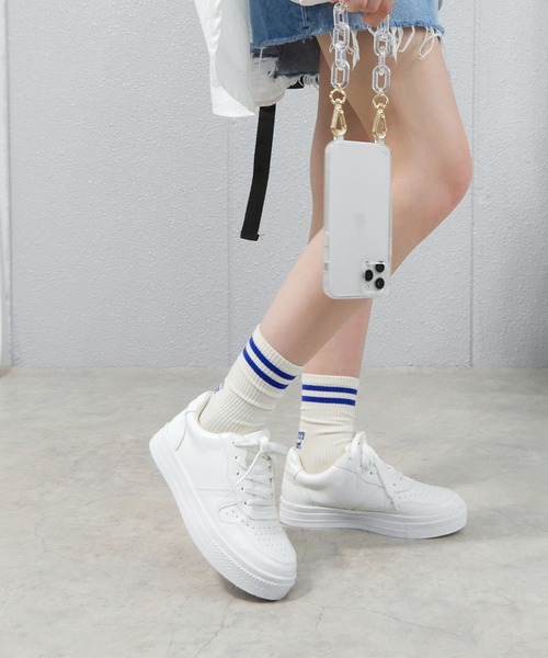 minia（ミニア）の「ラインロゴソックス（ソックス/靴下・レディース・ブルー/ブラック/ピンク/オレンジ系・FREE）」の3枚目の写真