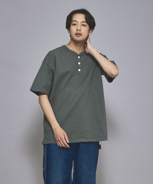 Goodwear（グッドウェア）の「【Goodwear / グッドウェア】USAコットン ヘンリーネック ショートスリーブ Tシャツ（Tシャツ/カットソー・メンズ・ホワイト/ブラック/グレー/カーキ/ブルー・M/L/XL）」の4枚目の写真