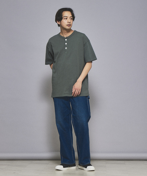 Goodwear（グッドウェア）の「【Goodwear / グッドウェア】USAコットン ヘンリーネック ショートスリーブ Tシャツ（Tシャツ/カットソー・メンズ・ホワイト/ブラック/グレー/カーキ/ブルー・M/L/XL）」の10枚目の写真