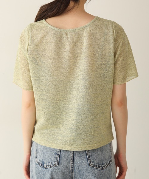 Bab(バブ)の「シアーギャザー2WAYトップス(Tシャツ/カットソー・レディース・ブラック/オフホワイト/イエロー・M)」の14枚目の写真