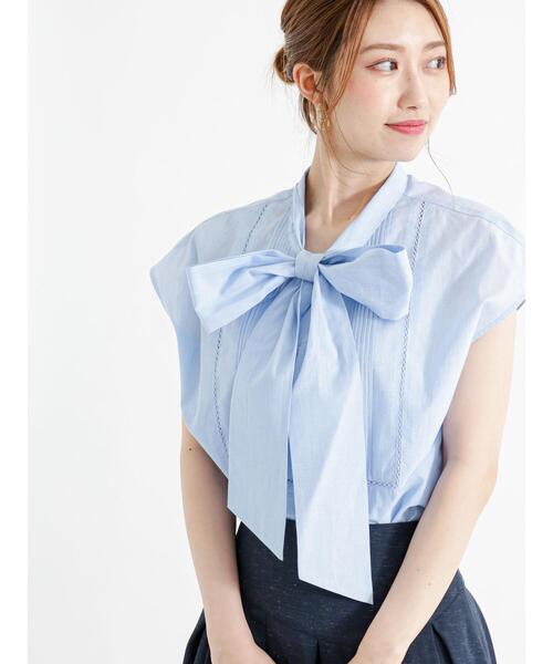 Te chichi（テチチ）の「ハシゴレースボウタイブラウス（シャツ/ブラウス・レディース・ブラック/オフホワイト/ブルー・F）」の4枚目の写真