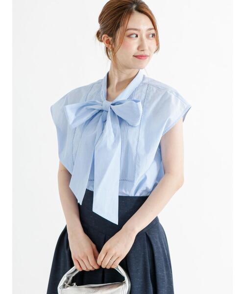 Te chichi（テチチ）の「ハシゴレースボウタイブラウス（シャツ/ブラウス・レディース・ブラック/オフホワイト/ブルー・F）」の6枚目の写真
