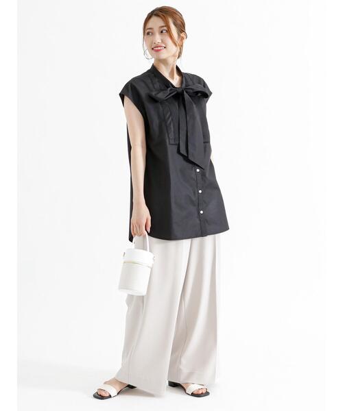 Te chichi（テチチ）の「ハシゴレースボウタイブラウス（シャツ/ブラウス・レディース・ブラック/オフホワイト/ブルー・F）」の9枚目の写真