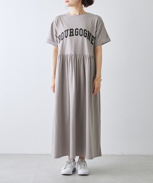 ZOZO限定】カレッジロゴギャザーカットソーワンピース