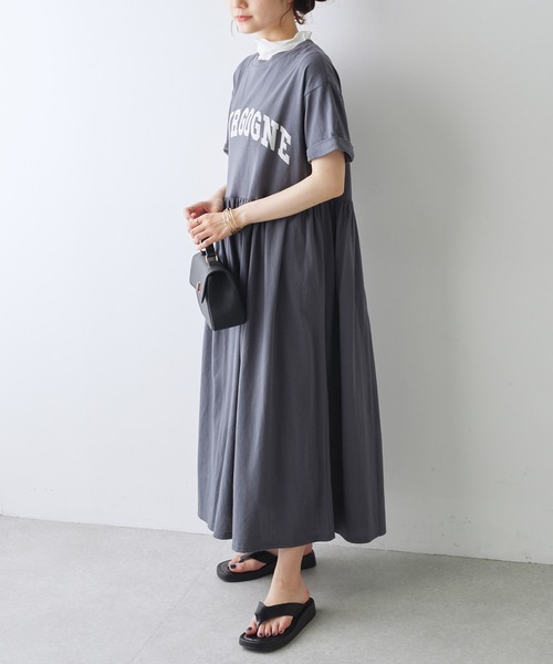 ZOZO限定】カレッジロゴギャザーカットソーワンピース