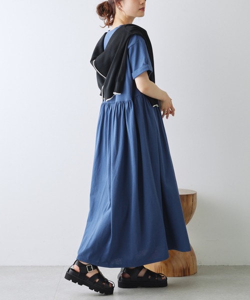 ZOZO限定】カレッジロゴギャザーカットソーワンピース