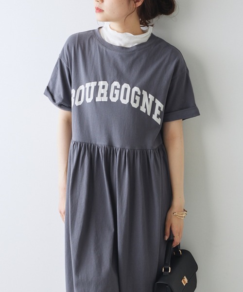 ZOZO限定】カレッジロゴギャザーカットソーワンピース