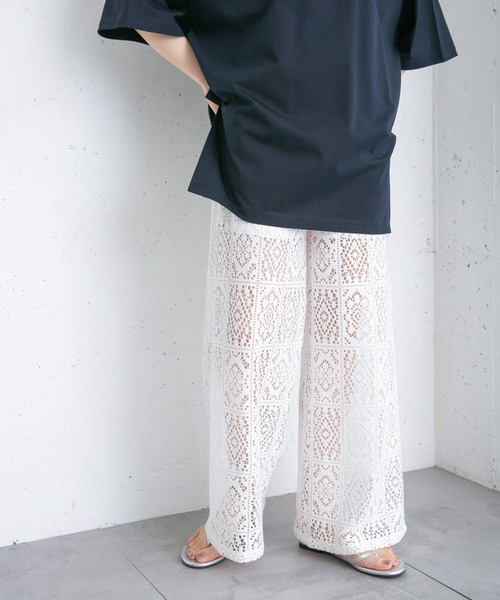 KBF（ケイビーエフ）の「ストレートレースパンツ（その他パンツ・レディース・オフホワイト/ダークブラウン/アイボリー・ONE）」の8枚目の写真
