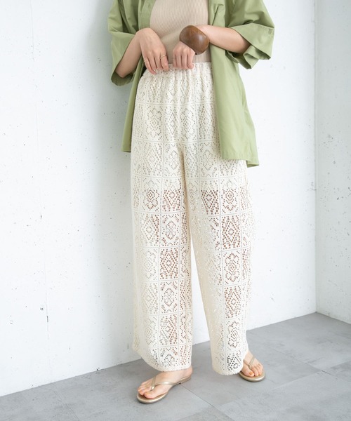 KBF（ケイビーエフ）の「ストレートレースパンツ（その他パンツ・レディース・オフホワイト/ダークブラウン/アイボリー・ONE）」の17枚目の写真