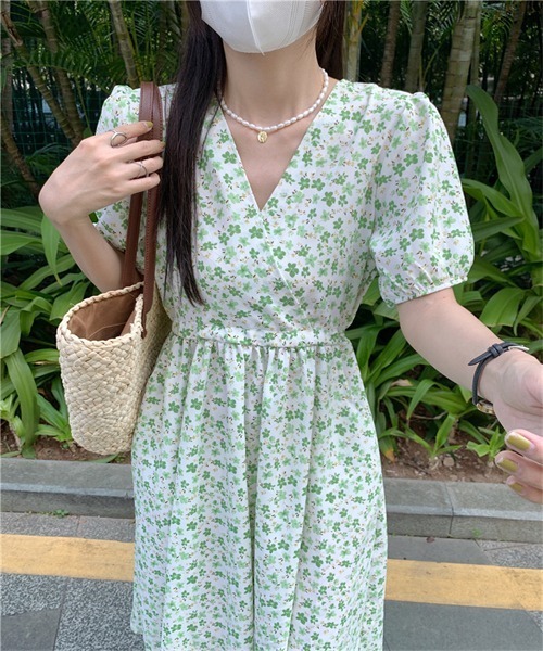 FREE STYLISTS(フリー スタイリスト)の「ウエストマーク カシュクール花柄ワンピース(ワンピース・レディース・ブルー/グリーン・FREE)」の16枚目の写真