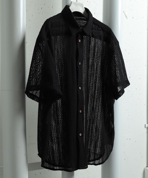 SENSE OF PLACE by URBAN RESEARCH（センスオブプレイスバイアーバンリサーチ）の「『ユニセックス』レースアミルーズシャツ(5分袖)（シャツ/ブラウス・メンズ・アイボリー/チャコールグレー/ライトカーキ・MEDIUM/LARGE）」の3枚目の写真