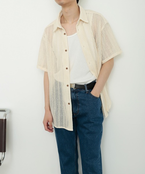 SENSE OF PLACE by URBAN RESEARCH（センスオブプレイスバイアーバンリサーチ）の「『ユニセックス』レースアミルーズシャツ(5分袖)（シャツ/ブラウス・メンズ・アイボリー/チャコールグレー/ライトカーキ・MEDIUM/LARGE）」の10枚目の写真