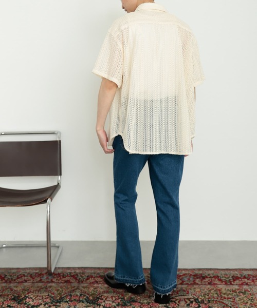 SENSE OF PLACE by URBAN RESEARCH（センスオブプレイスバイアーバンリサーチ）の「『ユニセックス』レースアミルーズシャツ(5分袖)（シャツ/ブラウス・メンズ・アイボリー/チャコールグレー/ライトカーキ・MEDIUM/LARGE）」の5枚目の写真