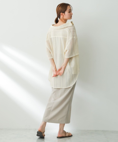 SENSE OF PLACE by URBAN RESEARCH（センスオブプレイスバイアーバンリサーチ）の「『ユニセックス』レースアミルーズシャツ(5分袖)（シャツ/ブラウス・メンズ・アイボリー/チャコールグレー/ライトカーキ・MEDIUM/LARGE）」の11枚目の写真