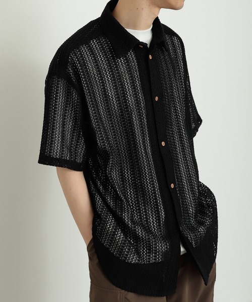 SENSE OF PLACE by URBAN RESEARCH（センスオブプレイスバイアーバンリサーチ）の「『ユニセックス』レースアミルーズシャツ(5分袖)（シャツ/ブラウス・メンズ・アイボリー/チャコールグレー/ライトカーキ・MEDIUM/LARGE）」の6枚目の写真