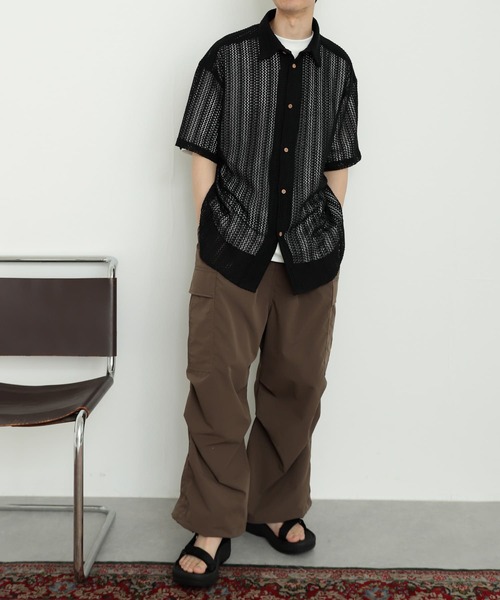 SENSE OF PLACE by URBAN RESEARCH（センスオブプレイスバイアーバンリサーチ）の「『ユニセックス』レースアミルーズシャツ(5分袖)（シャツ/ブラウス・メンズ・アイボリー/チャコールグレー/ライトカーキ・MEDIUM/LARGE）」の12枚目の写真