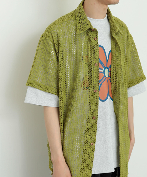 SENSE OF PLACE by URBAN RESEARCH（センスオブプレイスバイアーバンリサーチ）の「『ユニセックス』レースアミルーズシャツ(5分袖)（シャツ/ブラウス・メンズ・アイボリー/チャコールグレー/ライトカーキ・MEDIUM/LARGE）」の13枚目の写真