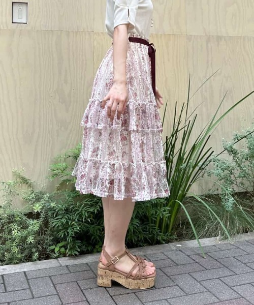 axes femme（アクシーズファム）の「ストライプローズ柄スカート