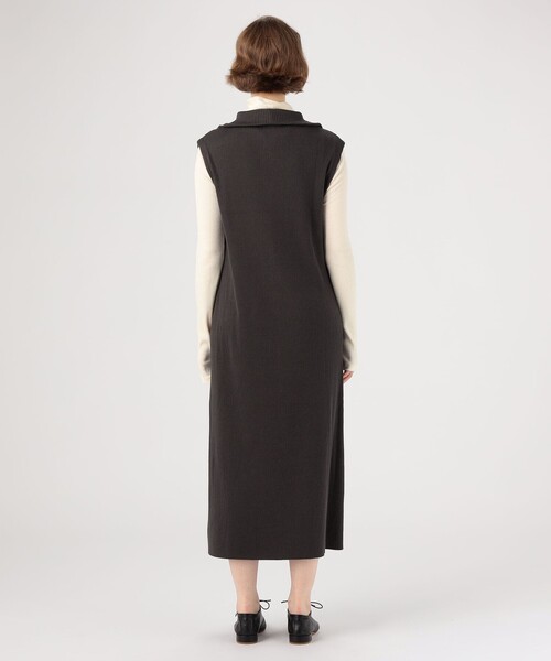 GALERIE VIE（ギャルリー ヴィー）の「コットンウールリブジップアップワンピース（ワンピース・レディース・チャコールグレー/ブラック・FREE）」の8枚目の写真