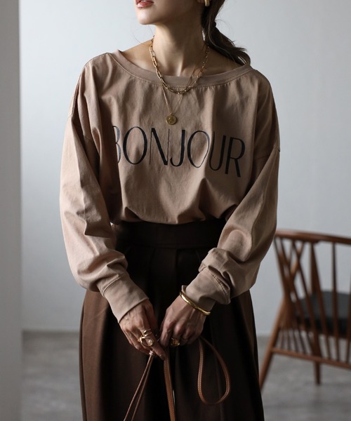 Bonjour Sagan（ボンジュールサガン）の「BONJOURオフショルカットソー（Tシャツ/カットソー・レディース・オフホワイト/ネイビー/ブラウン/カーキ/ベージュ・FREE）」の4枚目の写真