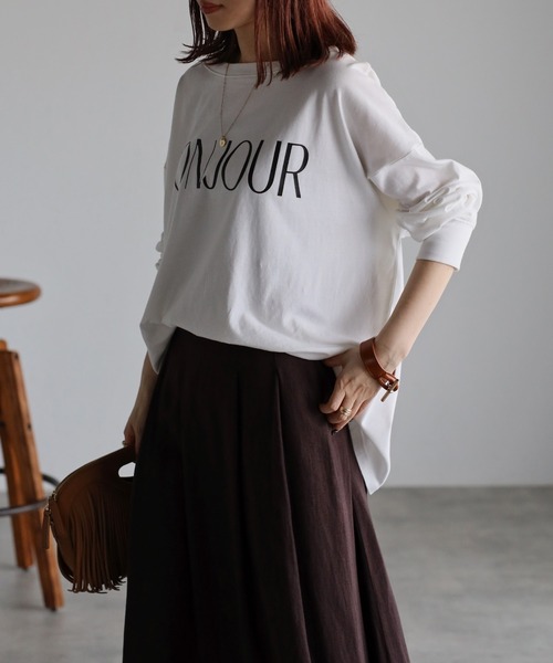 Bonjour Sagan（ボンジュールサガン）の「BONJOURオフショルカットソー（Tシャツ/カットソー・レディース・オフホワイト/ネイビー/ブラウン/カーキ/ベージュ・FREE）」の14枚目の写真