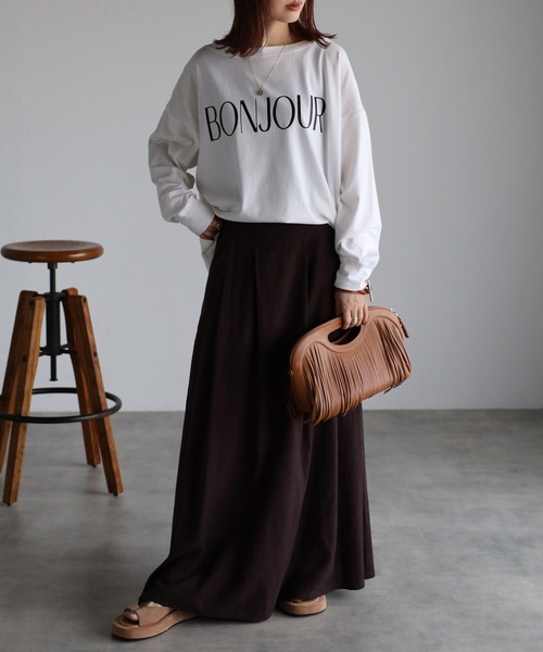 Bonjour Sagan（ボンジュールサガン）の「BONJOURオフショルカットソー（Tシャツ/カットソー・レディース・オフホワイト/ネイビー/ブラウン/カーキ/ベージュ・FREE）」の8枚目の写真