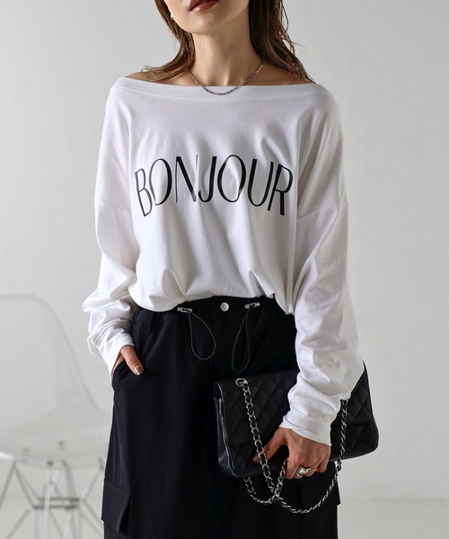 Bonjour Sagan（ボンジュールサガン）の「BONJOURオフショルカットソー（Tシャツ/カットソー・レディース・オフホワイト/ネイビー/ブラウン/カーキ/ベージュ・FREE）」の20枚目の写真