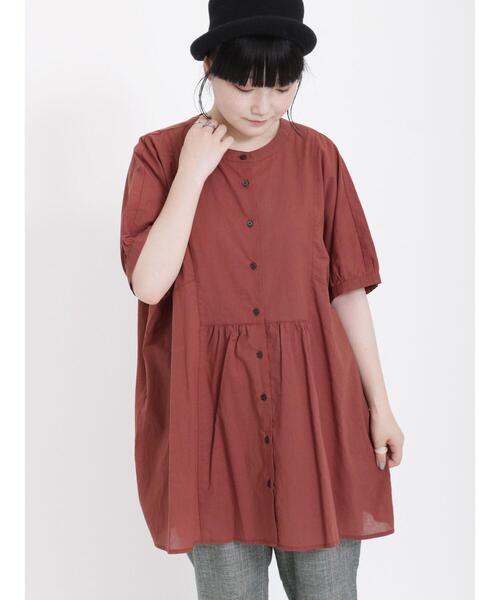 Samansa Mos2（サマンサ モスモス）の「切替バンドカラーチュニック（チュニック・レディース・ブラック/オフホワイト/グリーン/ブラウン・F）」の3枚目の写真