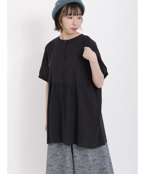 Samansa Mos2（サマンサ モスモス）の「切替バンドカラーチュニック（チュニック・レディース・ブラック/オフホワイト/グリーン/ブラウン・F）」の13枚目の写真