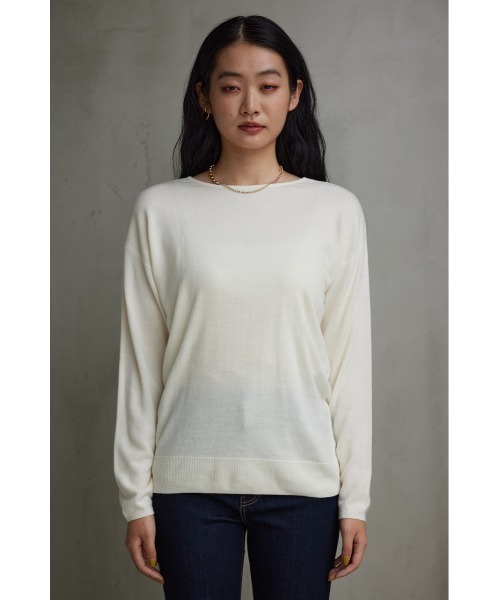 AZUL by moussy(アズールバイマウジー)の「ヌーディー2WAYVネックニットトップス(ニット/セーター・レディース・グレー/オフホワイト/ブルー/ベージュ/ブラック・SMALL/MEDIUM/LARGE)」の15枚目の写真