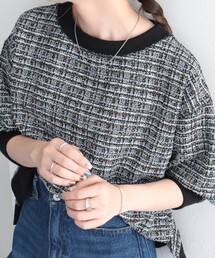 fredy emue | ツィードニットソー8分袖プルオーバー(Tシャツ/カットソー)