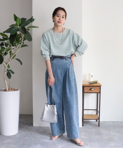 fredy emue（フレディエミュ）の「ツィードニットソー8分袖プルオーバー（Tシャツ/カットソー・レディース・ブラック系その他/グレー系その他/ブルー系その他・38）」の4枚目の写真