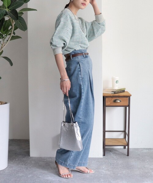 fredy emue（フレディエミュ）の「ツィードニットソー8分袖プルオーバー（Tシャツ/カットソー・レディース・ブラック系その他/グレー系その他/ブルー系その他・38）」の6枚目の写真