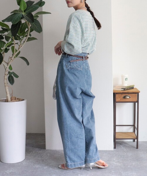 fredy emue（フレディエミュ）の「ツィードニットソー8分袖プルオーバー（Tシャツ/カットソー・レディース・ブラック系その他/グレー系その他/ブルー系その他・38）」の7枚目の写真