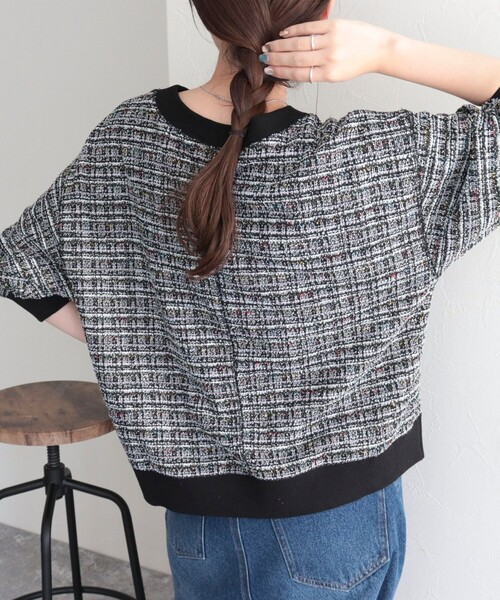 fredy emue（フレディエミュ）の「ツィードニットソー8分袖プルオーバー（Tシャツ/カットソー・レディース・ブラック系その他/グレー系その他/ブルー系その他・38）」の17枚目の写真