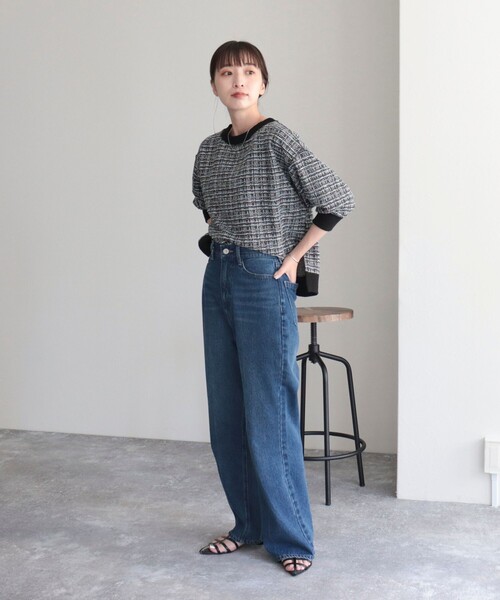 fredy emue（フレディエミュ）の「ツィードニットソー8分袖プルオーバー（Tシャツ/カットソー・レディース・ブラック系その他/グレー系その他/ブルー系その他・38）」の19枚目の写真