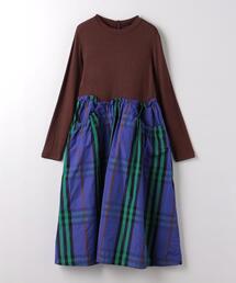 TJ テレコ×タフタ チェック ロングワンピース 140cm-160cm